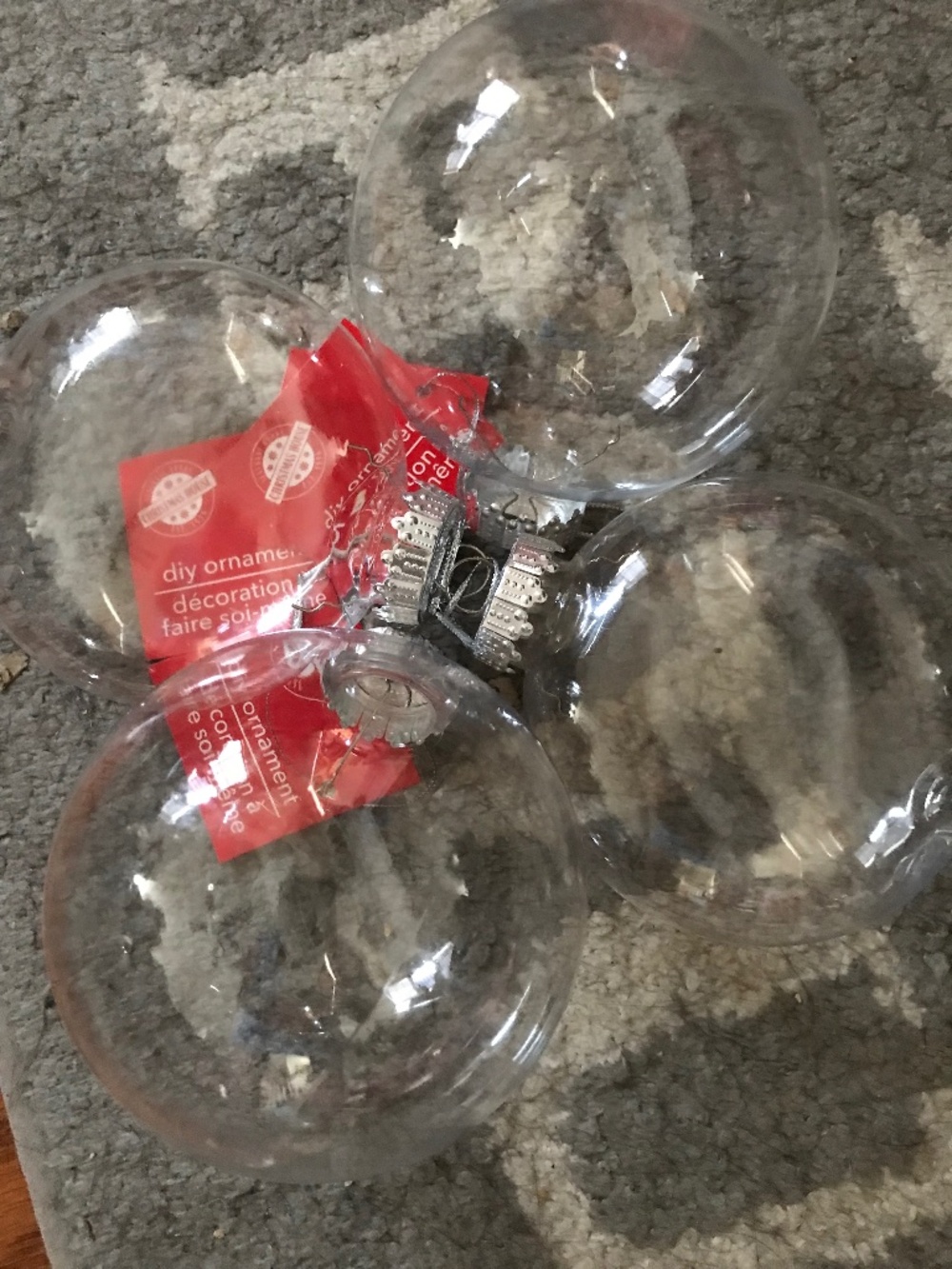 Clear Round plastic DIY Craft Ornaments 4-lot orb and flat